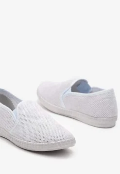 Jasnoniebieskie Tenisówki Wsuwane Zdobione Perforacją Moaxella