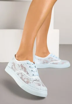 Jasnoniebieskie Tenisówki Ozdobione Koronką Orrisanne