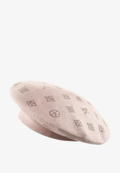 Jasnoróżowa Czapka Beret w Naszywki w Cyrkonie Nlaria