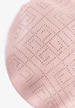 Jasnoróżowa Czapka Beret z Geometrycznym Wzorem z Cyrkoniami Holindia