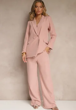 Jasnoróżowa Marynarka Dwurzędowa Tanou