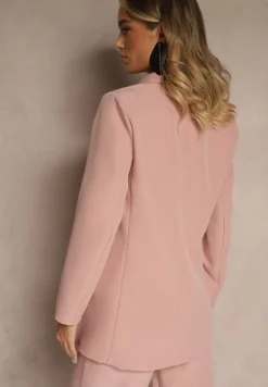 Jasnoróżowa Marynarka Dwurzędowa Tanou