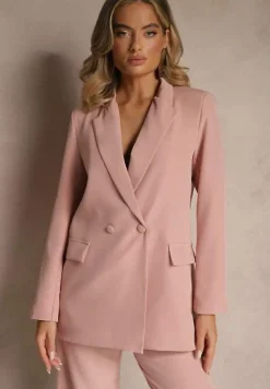 Jasnoróżowa Marynarka Dwurzędowa Tanou