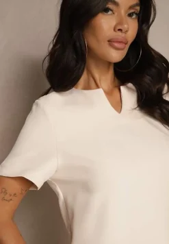 Jasnoróżowa Trapezowa Sukienka Mini z Krótkim Rękawem i Kieszeniami Vrea