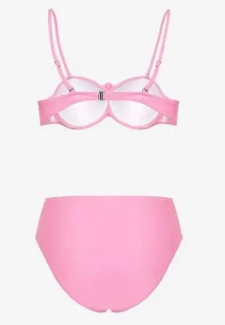 Jasnoróżowe Bikini Majtki Figi Biustonosz Ozdobione Kwiatem 3D Tenionea