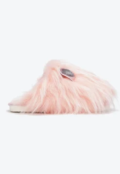 Jasnoróżowe Kapcie Futrzane z Uszkami Ayuvei