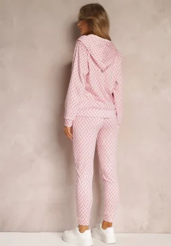 Jasnoróżowy 2-cześciowy Komplet Dresowy z Bluzą i Spodnia Analina