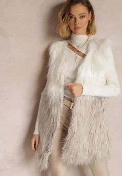 Jasnoszara Kamizelka Futrzana Daphnore