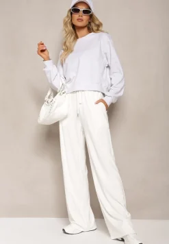 Jasnoszara Oversize Bluza z Bawełny o Krótkim Fasonie Sibolla