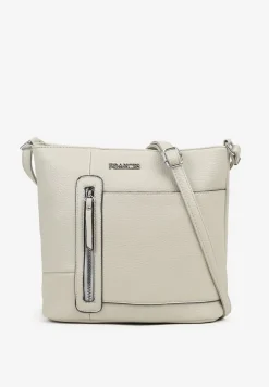 Jasnoszara Torebka Typu Listonoszka Ozdobiona Suwakiem Dolaris