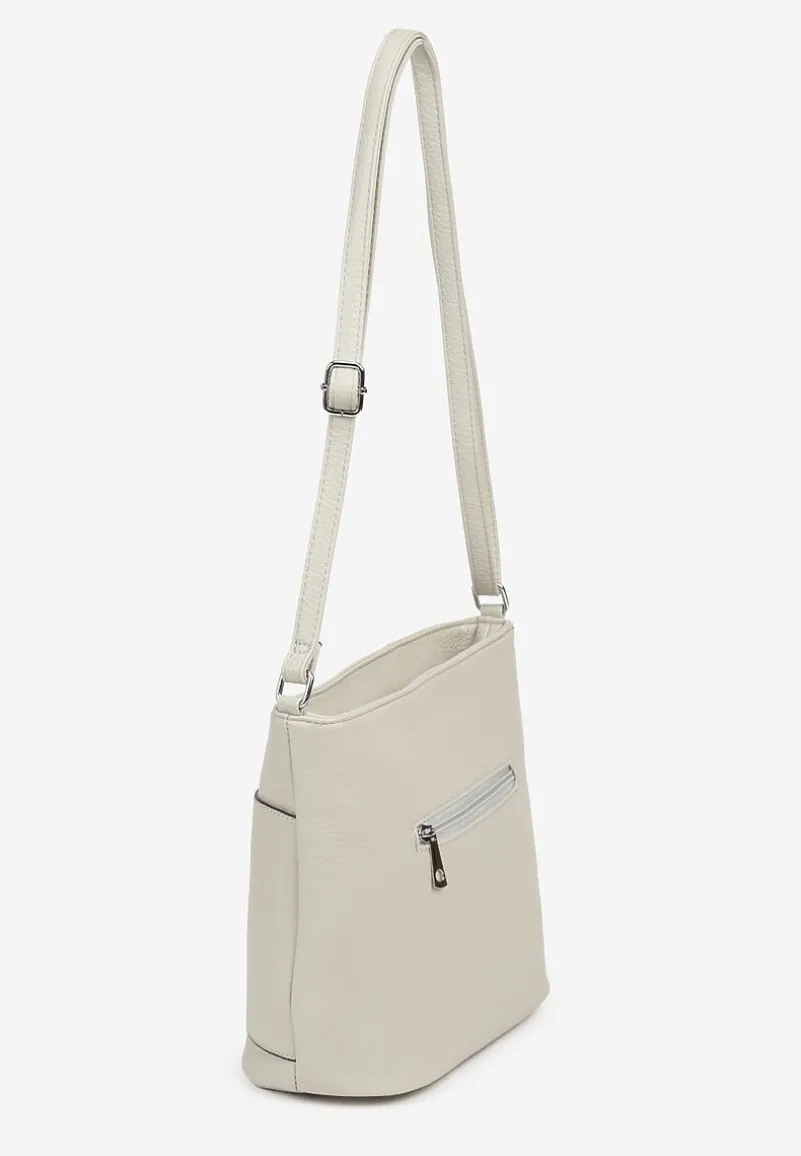 Jasnoszara Torebka Typu Listonoszka Ozdobiona Suwakiem Dolaris