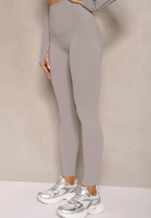 Jasnoszare Basicowe Legginsy High Waist Tofelia