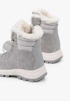 Jasnoszare Botki Trekkingowe na Platformie ze Sznurowaniem Labrinna