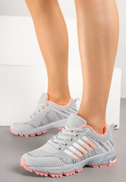 Jasnoszare Buty Sportowe Sznurowe z Paskami na Cholewce Jonevia