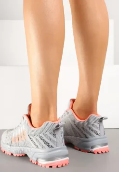 Jasnoszare Buty Sportowe Sznurowe z Paskami na Cholewce Jonevia