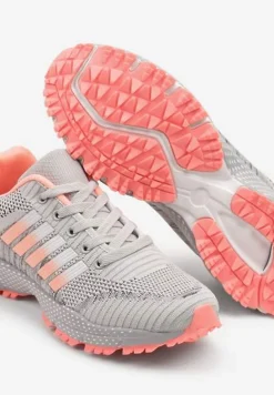 Jasnoszare Buty Sportowe Sznurowe z Paskami na Cholewce Jonevia