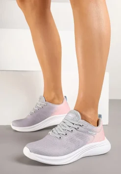 Jasnoszare Buty Sportowe z Efektem Ombre na Podeszwie z Pianki Elanielia