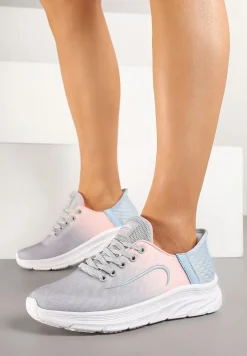 Jasnoszare Buty Sportowe Sneakersy z Ozdobnym Tłoczeniem na Pięcie i Napisem Darilen