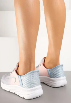 Jasnoszare Buty Sportowe Sneakersy z Ozdobnym Tłoczeniem na Pięcie i Napisem Darilen