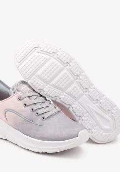 Jasnoszare Buty Sportowe Sneakersy z Ozdobnym Tłoczeniem na Pięcie i Napisem Darilen