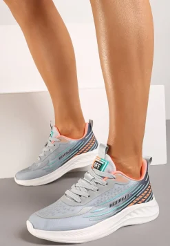 Jasnoszare Casualowe Buty Sportowe Sneakersy na Tłoczonej Płaskiej Podeszwie Moavette