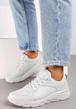 Jasnoszare Casualowe Buty Sportowe Sneakersy na Płaskiej Tłoczonej Podeszwie Velanitta