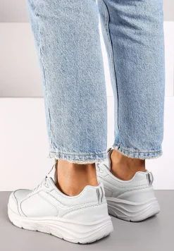 Jasnoszare Casualowe Buty Sportowe Sneakersy na Płaskiej Tłoczonej Podeszwie Velanitta