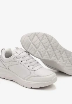 Jasnoszare Casualowe Buty Sportowe Sneakersy na Płaskiej Tłoczonej Podeszwie Velanitta