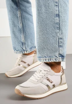 Jasnoszare Sneakersy z Metalicznym Wzorem Alusa
