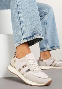 Jasnoszare Sneakersy z Metalicznym Wzorem Alusa