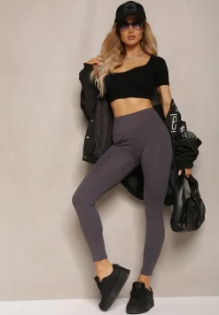 Jasnoszare Sportowe Legginsy High Waist Vesara