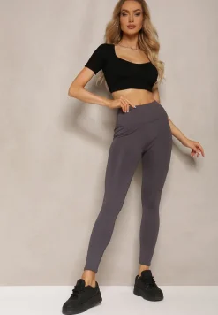 Jasnoszare Sportowe Legginsy High Waist Vesara