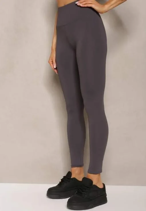 Jasnoszare Sportowe Legginsy High Waist Vesara