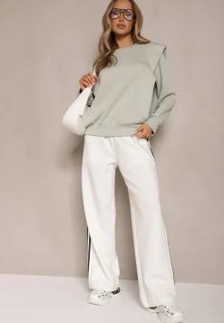 Jasnozielona Bluza z Wiskozą z Szerokimi Ramionami Alioris
