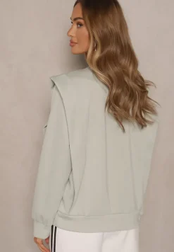 Jasnozielona Bluza z Wiskozą z Szerokimi Ramionami Alioris