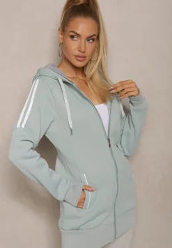 Jasnozielona Długa Bluza z Kapturem Linithra