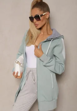 Jasnozielona Długa Bluza z Kapturem Linithra