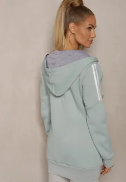 Jasnozielona Długa Bluza z Kapturem Linithra