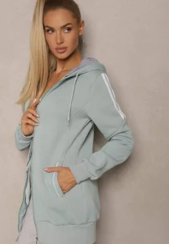 Jasnozielona Długa Bluza z Kapturem Linithra