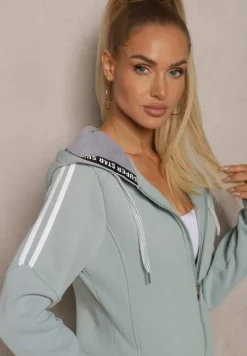 Jasnozielona Długa Bluza z Kapturem Linithra