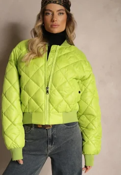 Jasnozielona Kurtka Bomberka Pikowana Yeva