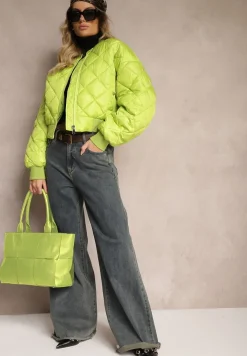 Jasnozielona Kurtka Bomberka Pikowana Yeva