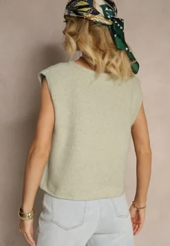 Jasnozielona Sweterkowa Kamizelka z Wełną Zenzeki