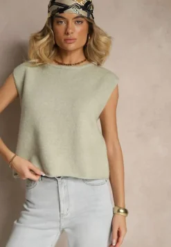 Jasnozielona Sweterkowa Kamizelka z Wełną Zenzeki