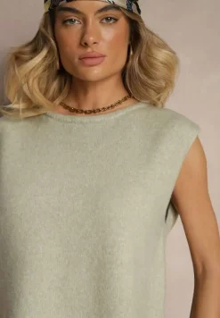 Jasnozielona Sweterkowa Kamizelka z Wełną Zenzeki