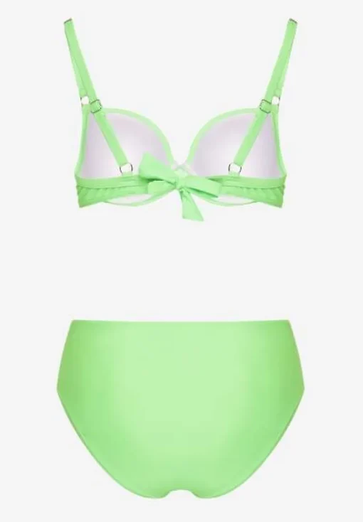 Jasnozielone Bikini Majtki Figi i Biustonosz z Cyrkoniami Tenumela
