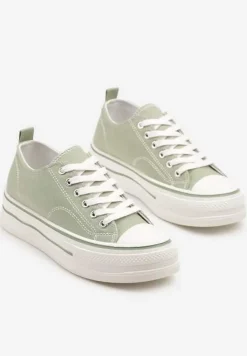 Jasnozielone Casualowe Trampki na Niskiej Platformie Natirinne