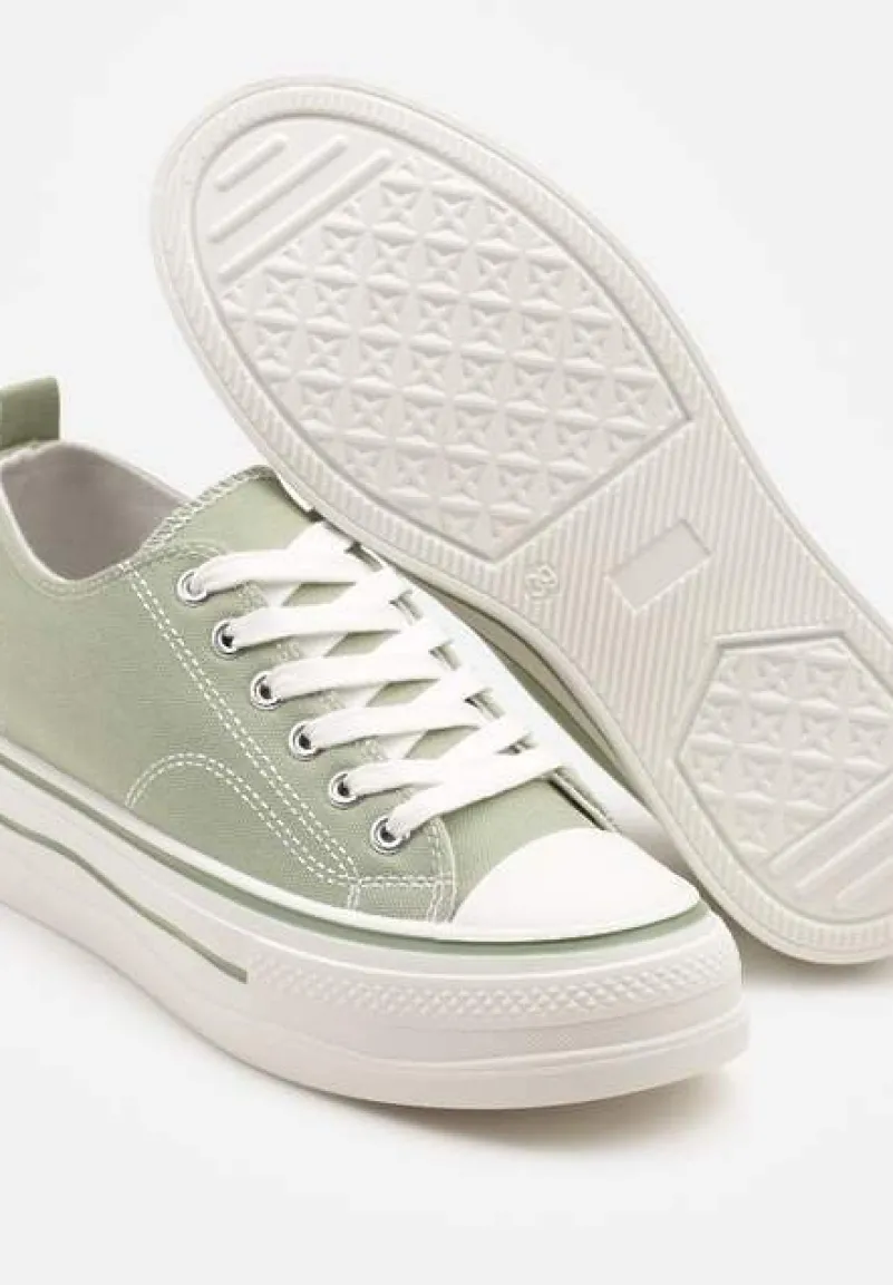 Jasnozielone Casualowe Trampki na Niskiej Platformie Natirinne