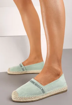 Jasnozielone Espadryle z Plecionym Noskiem i Podeszwą Effielle