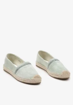 Jasnozielone Espadryle z Plecionym Noskiem i Podeszwą Effielle